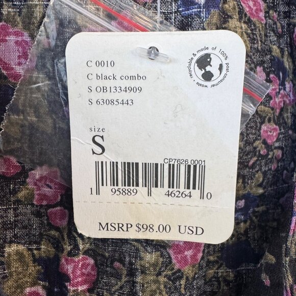 NEW Free People Small Meant To Be Smocked Blouse Floral  Combo Peasant Boho - Picture 7 of 11